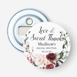 Wasserfarbenes burgunderrotes Blumenstrauß-Dankesc Flaschenöffner