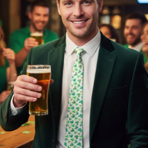 Wasserfarbenes grünes Kleeblatt Shamrock St. Patri Krawatte