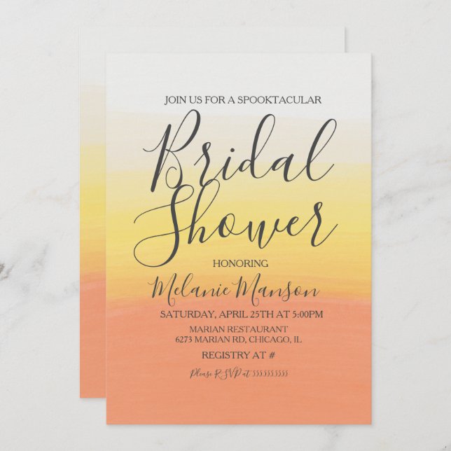 Wasserfarbenes Halloween-Brautparty Einladung (Vorne/Hinten)