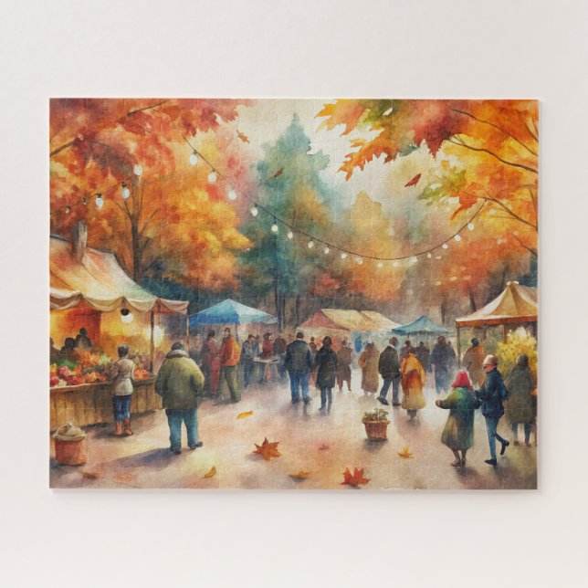 Wasserfarbenes Herbstfest, lebhafter Fall Puzzle (Horizontal)