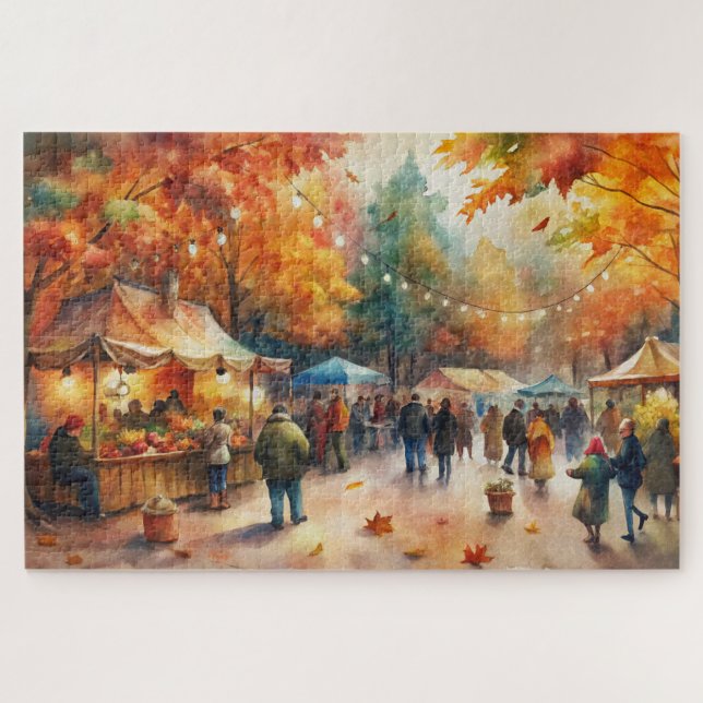 Wasserfarbenes Herbstfest, lebhafter Fall Puzzle (Horizontal)