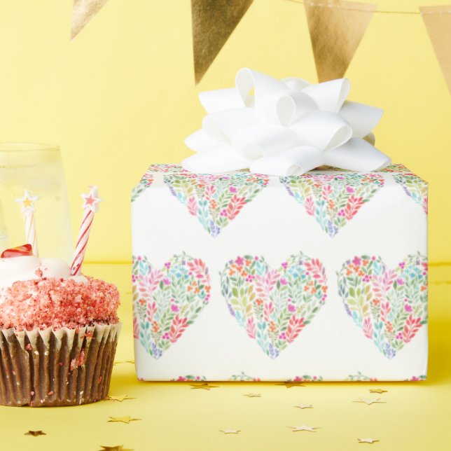 Wasserfarbenes Herz Geschenkpapier (Geburtstagsparty)
