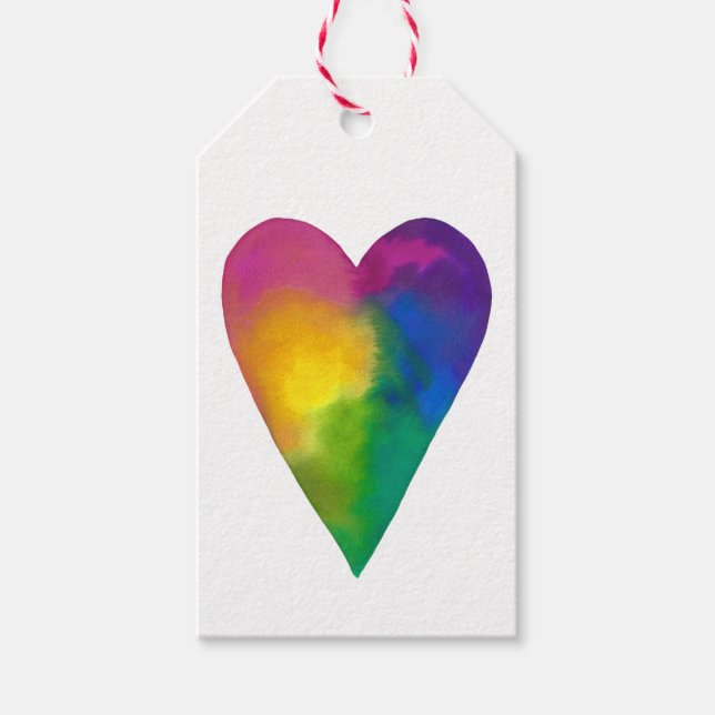 Wasserfarbenes Herz in lebhaften Farben Geschenkanhänger (Vorderseite)