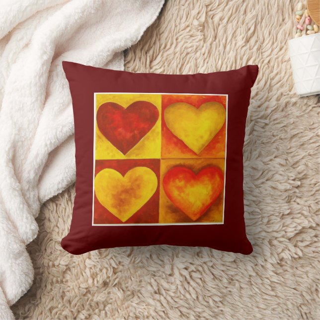Wasserfarbenes Herz Rotes Orange Herzstück Art: Kissen (Decke)