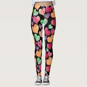 Wasserfarbenes Herzmuster Niedlich Giro Colorful Leggings