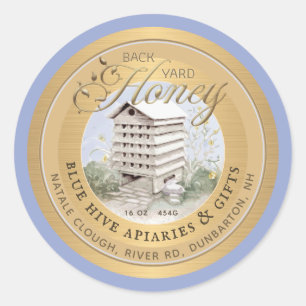 Wasserfarbenes Hive Metallic Gold Backyard Honey L Runder Aufkleber