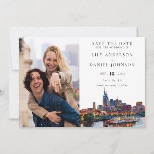 Wasserfarbenes Hochzeitsfoto vom Nashville Riverfr Save The Date