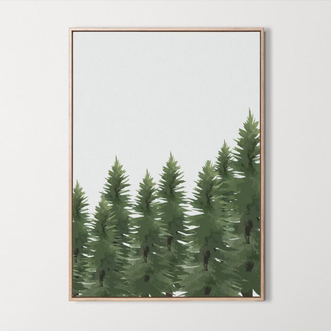 Wasserfarbenes Holz Pine Tree Wand Deco Poster (Watercolor Woodland Pine Tree Wall Art Room Decor, wild, forest, tree)