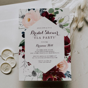 Wasserfarbenes Illustriertes Brautparty Tee Party Einladung