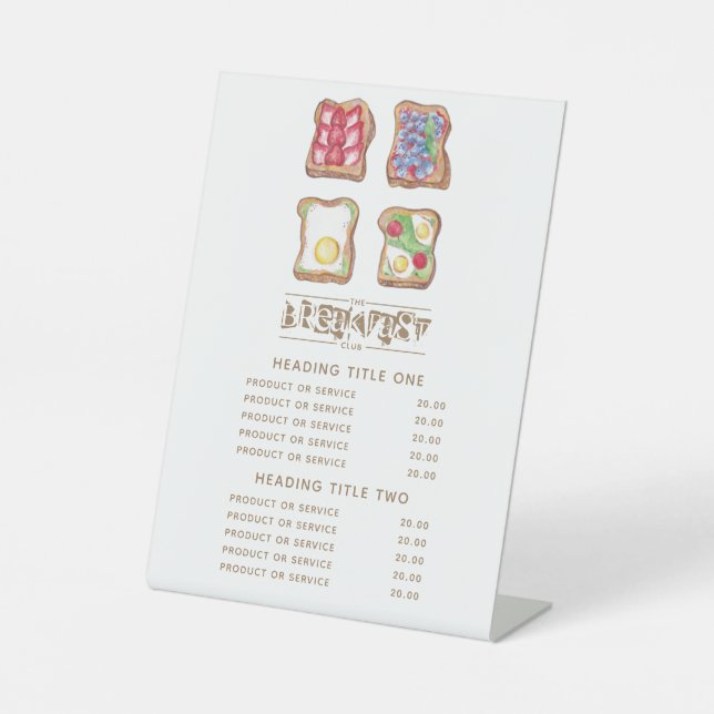 Wasserfarbenes Logo Frühstück Restaurant Business Sockelschild (Vorderseite)