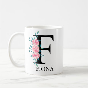 Wasserfarbenes Monogramm, einzelner Buchstabe F Kaffeetasse