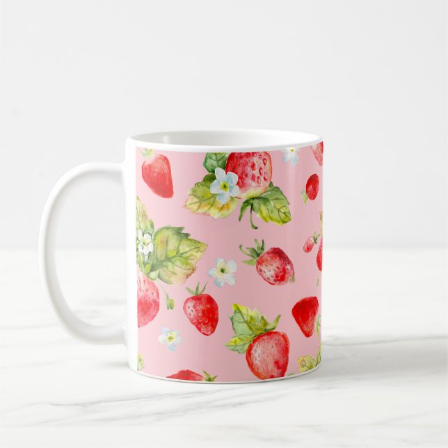 Wasserfarbenes nahtloses Erdbeermuster Kaffeetasse (Links)