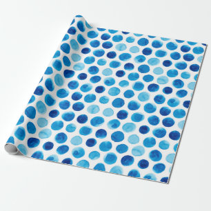 Wasserfarbenes nahtloses Muster mit blauen Polka-P Geschenkpapier
