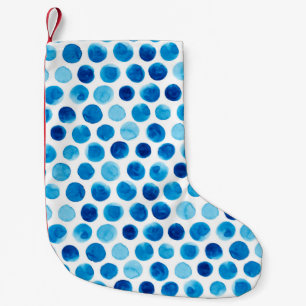 Wasserfarbenes nahtloses Muster mit blauen Polka-P Kleiner Weihnachtsstrumpf