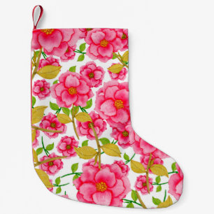 Wasserfarbenes nahtloses Muster mit Blume. Vintag  Kleiner Weihnachtsstrumpf