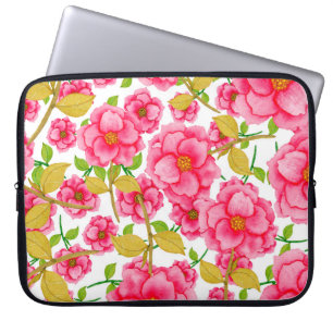 Wasserfarbenes nahtloses Muster mit Blume. Vintag Laptopschutzhülle