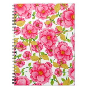 Wasserfarbenes nahtloses Muster mit Blume. Vintag Notizblock