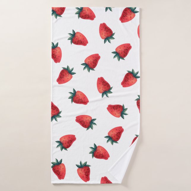 Wasserfarbenes nahtloses Muster mit Erdbeeren Badehandtuch (Badehandtuch)