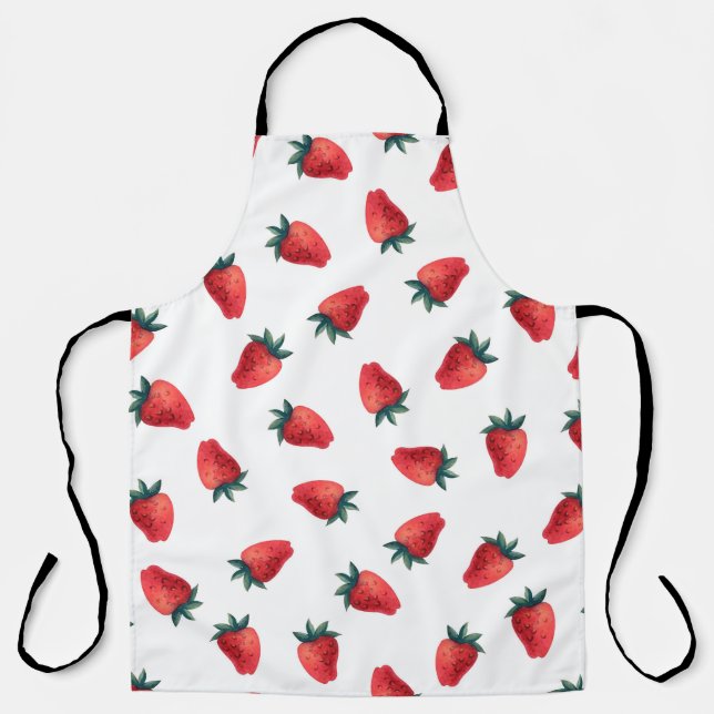 Wasserfarbenes nahtloses Muster mit Erdbeeren Schürze (Vorderseite)