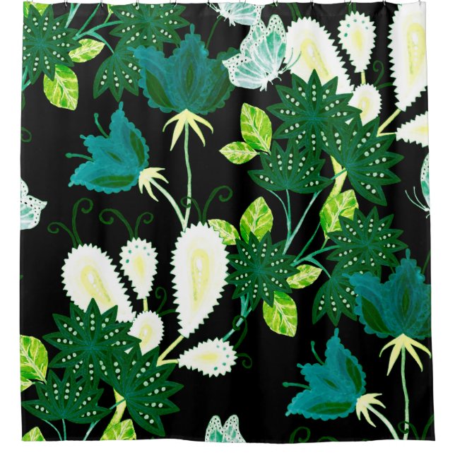 Wasserfarbenes nahtloses Muster mit fantasievollen Duschvorhang (Vorderseite)