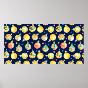 Wasserfarbenes nahtloses Muster mit glänzender gol Poster