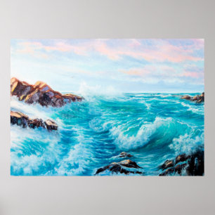 Wasserfarbenes nahtloses Muster mit handgestrichen Poster