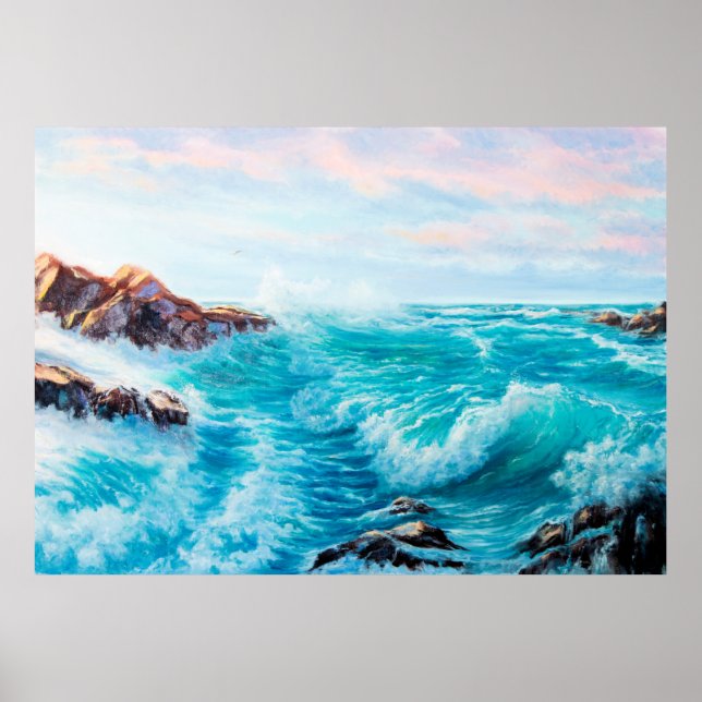 Wasserfarbenes nahtloses Muster mit handgestrichen Poster (Vorne)