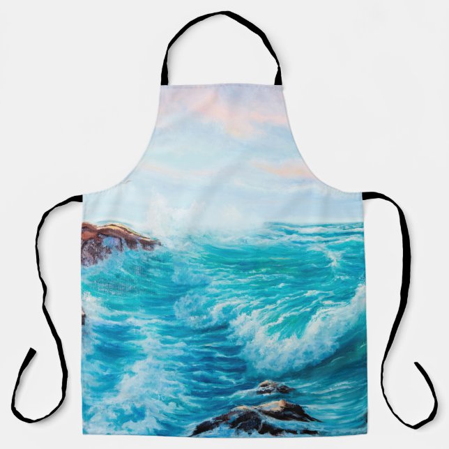 Wasserfarbenes nahtloses Muster mit handgestrichen Schürze (Vorderseite)
