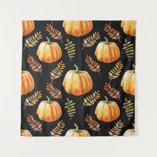 Wasserfarbenes nahtloses Muster mit Kürbis Wandteppich