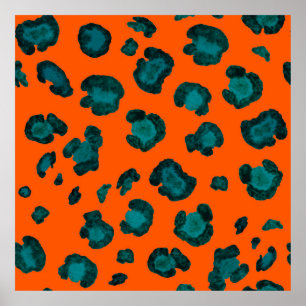 Wasserfarbenes, nahtloses Muster mit Leopardenhaut Poster