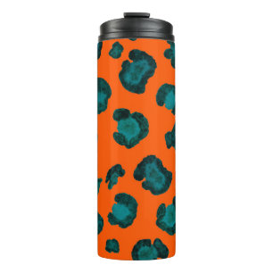 Wasserfarbenes, nahtloses Muster mit Leopardenhaut Thermosbecher