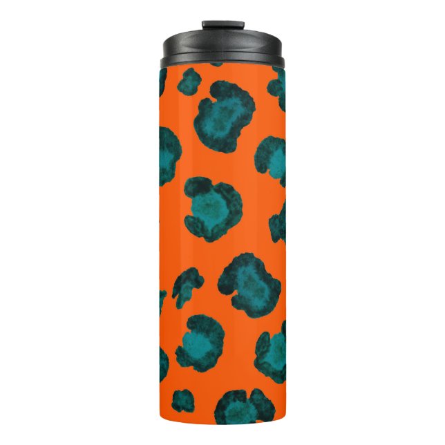 Wasserfarbenes, nahtloses Muster mit Leopardenhaut Thermosbecher (Vorderseite)
