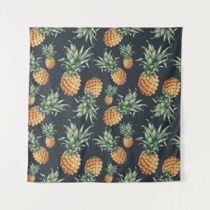 Wasserfarbenes nahtloses Muster mit reifer Ananas. Wandteppich