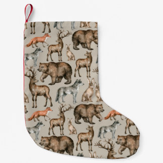 Wasserfarbenes nahtloses Muster mit wild lebenden  Kleiner Weihnachtsstrumpf