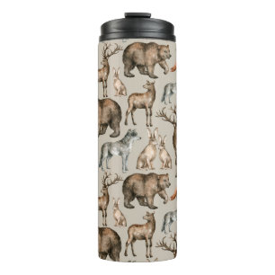 Wasserfarbenes nahtloses Muster mit wild lebenden Thermosbecher