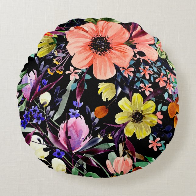 Wasserfarbenes, nahtloses Muster. Verschiedene Kno Rundes Kissen (Vorderseite)