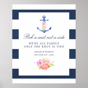 Wasserfarbenes nautisches Hochzeitplakat Poster