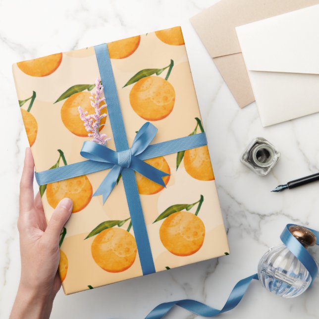 Wasserfarbenes Orangenmuster Geschenkpapier (Schenken)