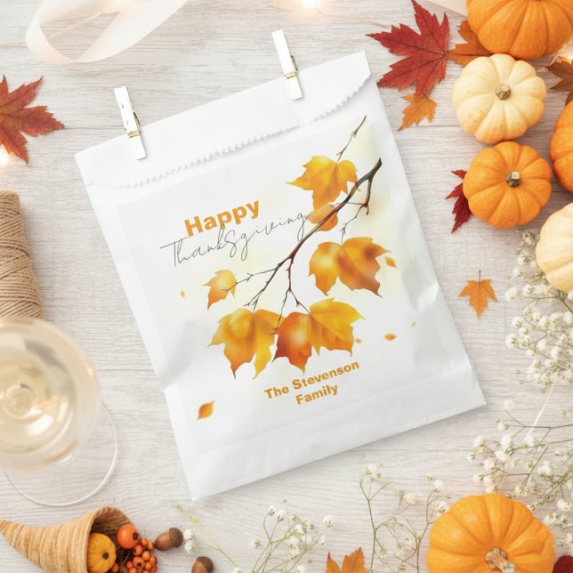 Wasserfarbenes Oranges Ahornblatt Thanksgiving-Din Geschenktütchen (Von Creator hochgeladen)