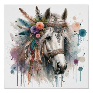Wasserfarbenes Pferd-Art-Poster Poster