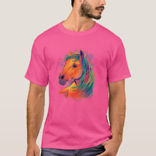 Wasserfarbenes Pferd Wild farbenfroh T-Shirt