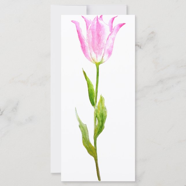 Wasserfarbenes Pink Tulip Mini Book Mark Rock Card (Vorderseite)