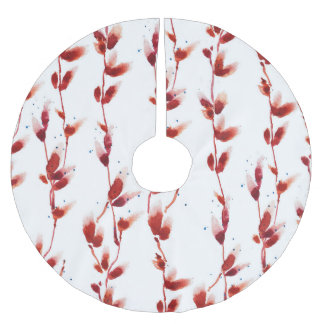 Wasserfarbenes Pussy-Willow Muster: Naturschönheit Polyester Weihnachtsbaumdecke