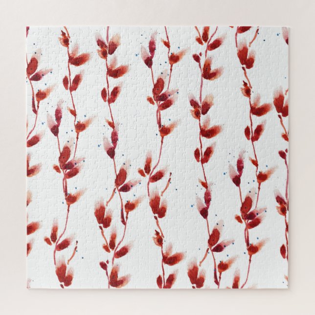 Wasserfarbenes Pussy-Willow Muster: Naturschönheit Puzzle (Vertikal)