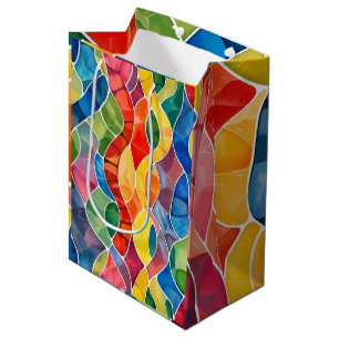 Wasserfarbenes Regenbogen-Buntglas Mittlere Geschenktüte