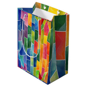Wasserfarbenes Regenbogen-Buntglas Mittlere Geschenktüte