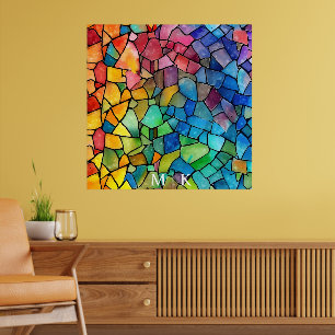 Wasserfarbenes Regenbogen-Buntglas Poster
