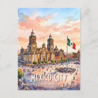 Wasserfarbenes Reise-Motiv: Kathedrale von Mexico