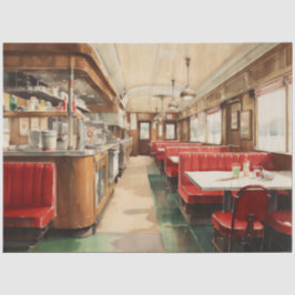 Wasserfarbenes Retro-Amerikanisches Diner aus den  Seidenpapier