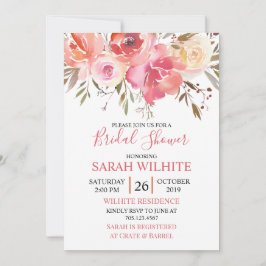 Wasserfarbenes Romantisches Brautparty Einladung